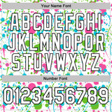 Custom Graffiti Pattern White Pink Aurora Green Lakes Blue-Black Vibrant Multi-Color Abstract Splatter Performance Polo Shirt
