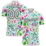 Custom Graffiti Pattern White Pink Aurora Green Lakes Blue-Black Vibrant Multi-Color Abstract Splatter Performance Polo Shirt