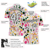 Custom Graffiti Pattern White Green Pink Yellow-Black Vibrant Multi-Color Abstract Splatter Performance Polo Shirt