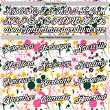 Custom Graffiti Pattern White Green Pink Yellow-Black Vibrant Multi-Color Abstract Splatter Performance Polo Shirt