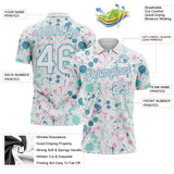 Custom Graffiti Pattern White Shadow Blue Ice Blue-Light Pink Vibrant Multi-Color Abstract Splatter Performance Polo Shirt