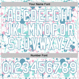 Custom Graffiti Pattern White Shadow Blue Ice Blue-Light Pink Vibrant Multi-Color Abstract Splatter Performance Polo Shirt
