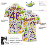 Custom Graffiti Pattern Purple White Neon Green-Gold Vibrant Multi-Color Abstract Splatter Performance Polo Shirt