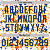 Custom Graffiti Pattern Royal White Orange-Yellow Vibrant Multi-Color Abstract Splatter Performance Polo Shirt