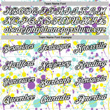 Custom Graffiti Pattern White Medium Purple Ice Blue Light Yellow-Black Vibrant Multi-Color Abstract Splatter Performance Polo Shirt