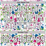 Custom Graffiti Pattern White Blue Hot Pink Aurora Green-Black Vibrant Multi-Color Abstract Splatter Performance Polo Shirt