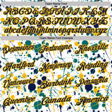 Custom Graffiti Pattern Navy White Teal-Gold Vibrant Multi-Color Abstract Splatter Performance Polo Shirt