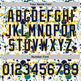 Custom Graffiti Pattern Navy White Teal-Gold Vibrant Multi-Color Abstract Splatter Performance Polo Shirt