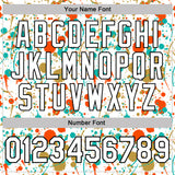 Custom Graffiti Pattern White Orange Old Gold Aqua-Black Vibrant Multi-Color Abstract Splatter Performance Polo Shirt