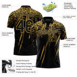Custom Black-Old Gold Distressed Scratch Brush Stroke Performance Polo Shirt