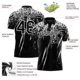 Custom Black-White Distressed Scratch Brush Stroke Performance Polo Shirt