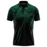 Custom Black-Kelly Green Distressed Scratch Brush Stroke Performance Polo Shirt
