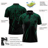 Custom Black-Kelly Green Distressed Scratch Brush Stroke Performance Polo Shirt
