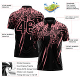 Custom Black-Medium Pink Distressed Scratch Brush Stroke Performance Polo Shirt