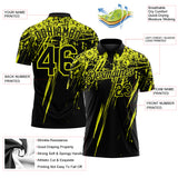 Custom Black-Neon Yellow Distressed Scratch Brush Stroke Performance Polo Shirt
