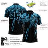 Custom Black-Sky Blue Distressed Scratch Brush Stroke Performance Polo Shirt