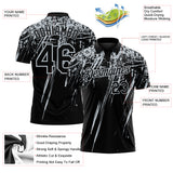 Custom Black-Silver Distressed Scratch Brush Stroke Performance Polo Shirt