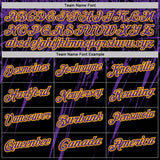 Custom Black Purple-Gold Distressed Scratch Brush Stroke Performance Polo Shirt