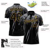 Custom Black Gray-Old Gold Distressed Scratch Brush Stroke Performance Polo Shirt