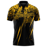Custom Black-Gold Distressed Scratch Brush Stroke Performance Polo Shirt