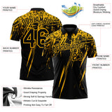 Custom Black-Gold Distressed Scratch Brush Stroke Performance Polo Shirt