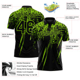 Custom Black-Neon Green Distressed Scratch Brush Stroke Performance Polo Shirt