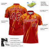 Custom Red Gold-White Distressed Scratch Brush Stroke Performance Polo Shirt