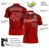 Custom Red Black-White Distressed Scratch Brush Stroke Performance Polo Shirt