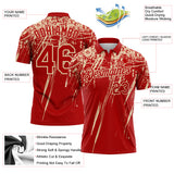 Custom Red-City Cream Distressed Scratch Brush Stroke Performance Polo Shirt