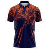 Custom Navy-Orange Distressed Scratch Brush Stroke Performance Polo Shirt