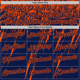 Custom Navy-Orange Distressed Scratch Brush Stroke Performance Polo Shirt