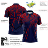 Custom Navy-Red Distressed Scratch Brush Stroke Performance Polo Shirt