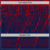 Custom Navy-Red Distressed Scratch Brush Stroke Performance Polo Shirt