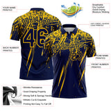 Custom Navy-Yellow Distressed Scratch Brush Stroke Performance Polo Shirt