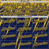 Custom Navy-Yellow Distressed Scratch Brush Stroke Performance Polo Shirt