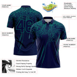 Custom Navy-Teal Distressed Scratch Brush Stroke Performance Polo Shirt