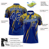 Custom Royal Yellow-White Distressed Scratch Brush Stroke Performance Polo Shirt