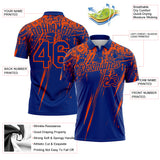 Custom Royal-Orange Distressed Scratch Brush Stroke Performance Polo Shirt
