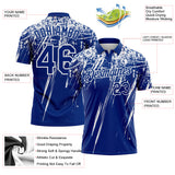 Custom Royal-White Distressed Scratch Brush Stroke Performance Polo Shirt