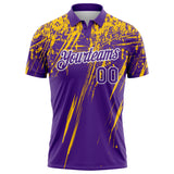 Custom Purple Yellow-White Distressed Scratch Brush Stroke Performance Polo Shirt