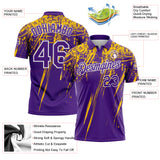 Custom Purple Yellow-White Distressed Scratch Brush Stroke Performance Polo Shirt