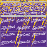 Custom Purple Yellow-White Distressed Scratch Brush Stroke Performance Polo Shirt