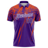 Custom Purple Orange-White Distressed Scratch Brush Stroke Performance Polo Shirt