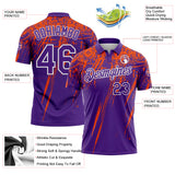 Custom Purple Orange-White Distressed Scratch Brush Stroke Performance Polo Shirt