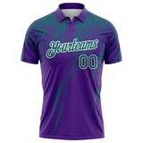 Custom Purple Teal-White Distressed Scratch Brush Stroke Performance Polo Shirt