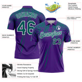 Custom Purple Teal-White Distressed Scratch Brush Stroke Performance Polo Shirt