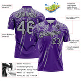 Custom Purple Gray-Black Distressed Scratch Brush Stroke Performance Polo Shirt