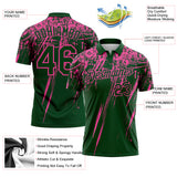 Custom Green-Pink Distressed Scratch Brush Stroke Performance Polo Shirt