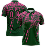 Custom Green-Pink Distressed Scratch Brush Stroke Performance Polo Shirt