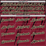 Custom Crimson Black-Cream Distressed Scratch Brush Stroke Performance Polo Shirt